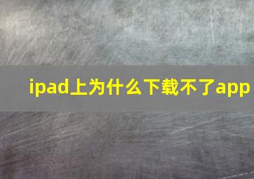 ipad上为什么下载不了app