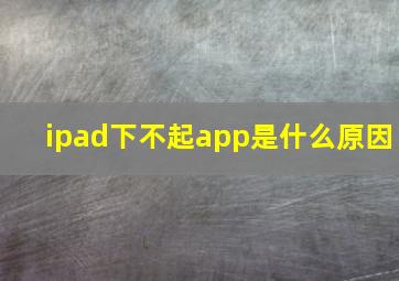 ipad下不起app是什么原因