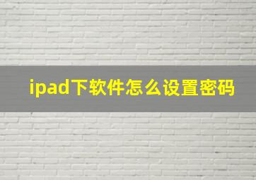 ipad下软件怎么设置密码