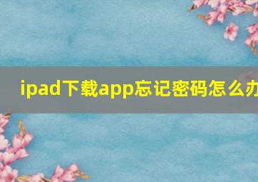 ipad下载app忘记密码怎么办