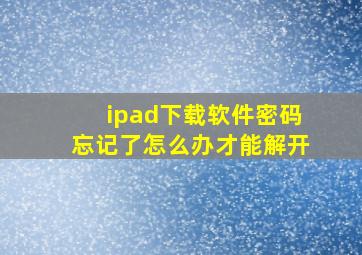 ipad下载软件密码忘记了怎么办才能解开