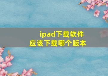 ipad下载软件应该下载哪个版本