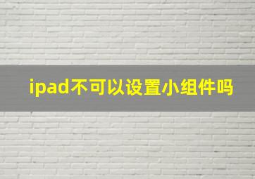 ipad不可以设置小组件吗