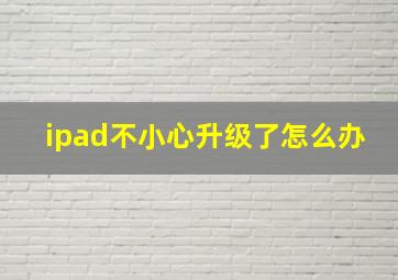 ipad不小心升级了怎么办