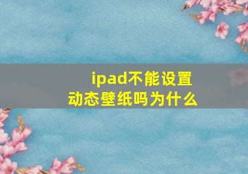 ipad不能设置动态壁纸吗为什么