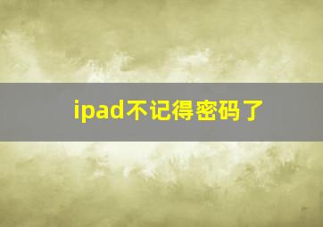 ipad不记得密码了