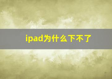 ipad为什么下不了