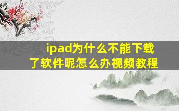 ipad为什么不能下载了软件呢怎么办视频教程