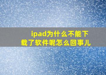 ipad为什么不能下载了软件呢怎么回事儿