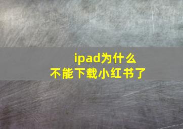 ipad为什么不能下载小红书了