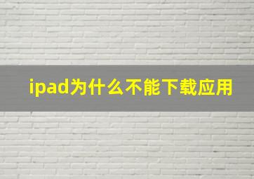 ipad为什么不能下载应用