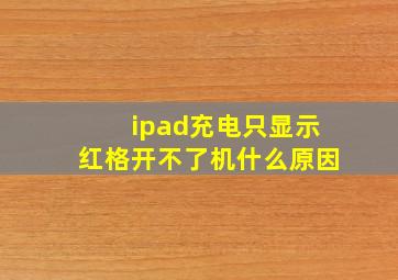 ipad充电只显示红格开不了机什么原因