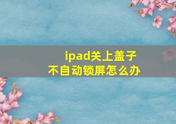 ipad关上盖子不自动锁屏怎么办