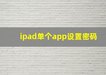 ipad单个app设置密码