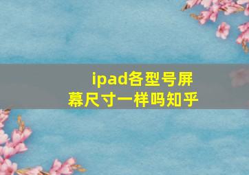 ipad各型号屏幕尺寸一样吗知乎