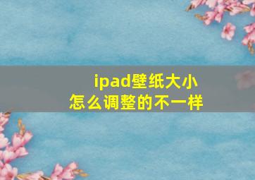 ipad壁纸大小怎么调整的不一样