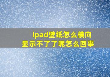 ipad壁纸怎么横向显示不了了呢怎么回事