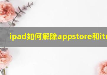 ipad如何解除appstore和itunes