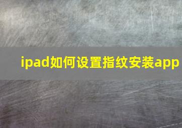 ipad如何设置指纹安装app