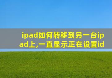 ipad如何转移到另一台ipad上,一直显示正在设置id