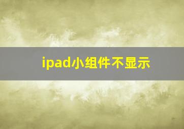 ipad小组件不显示