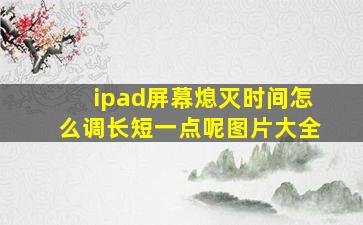 ipad屏幕熄灭时间怎么调长短一点呢图片大全