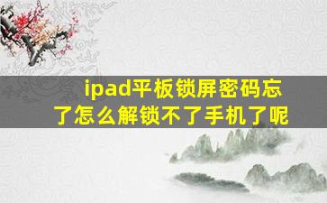 ipad平板锁屏密码忘了怎么解锁不了手机了呢