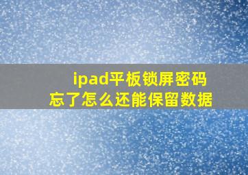 ipad平板锁屏密码忘了怎么还能保留数据