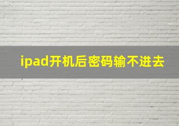 ipad开机后密码输不进去