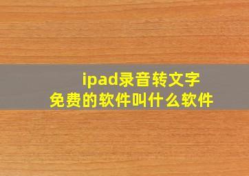 ipad录音转文字免费的软件叫什么软件