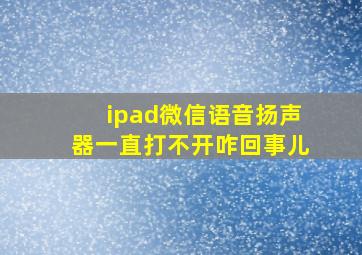 ipad微信语音扬声器一直打不开咋回事儿