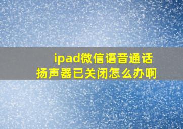 ipad微信语音通话扬声器已关闭怎么办啊