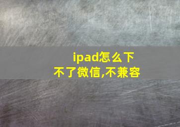 ipad怎么下不了微信,不兼容