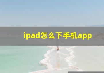 ipad怎么下手机app