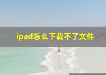 ipad怎么下载不了文件