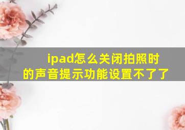 ipad怎么关闭拍照时的声音提示功能设置不了了