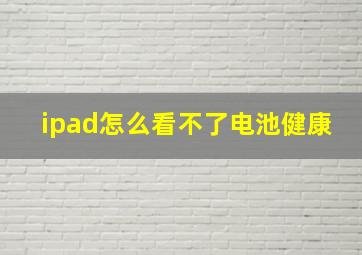 ipad怎么看不了电池健康