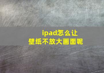 ipad怎么让壁纸不放大画面呢