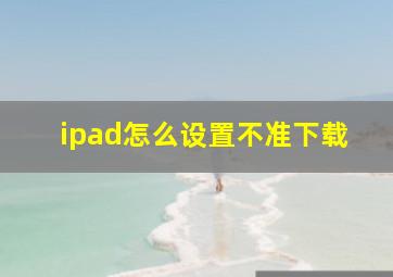 ipad怎么设置不准下载