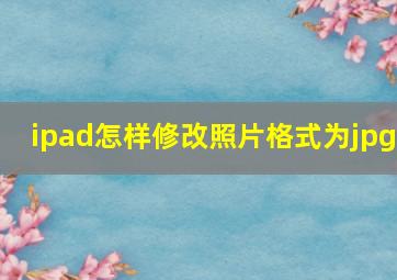 ipad怎样修改照片格式为jpg