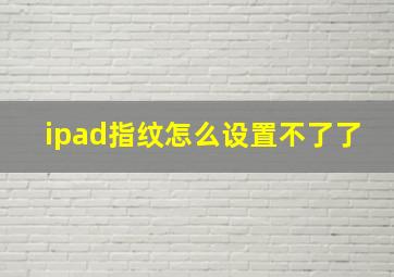 ipad指纹怎么设置不了了