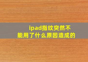 ipad指纹突然不能用了什么原因造成的