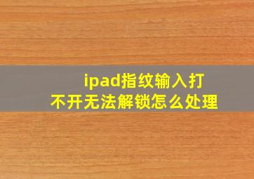 ipad指纹输入打不开无法解锁怎么处理