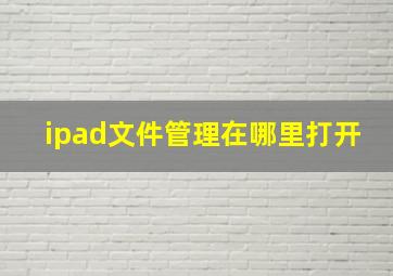 ipad文件管理在哪里打开