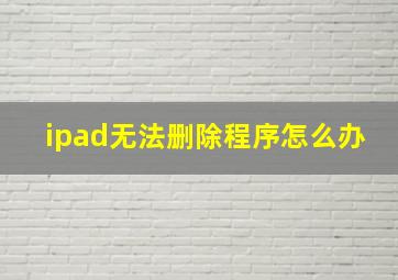 ipad无法删除程序怎么办