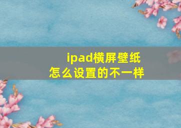 ipad横屏壁纸怎么设置的不一样