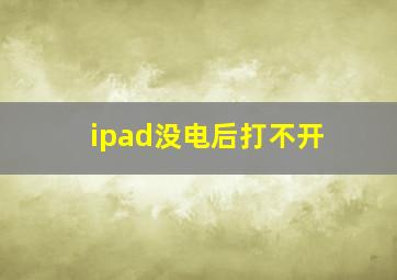 ipad没电后打不开