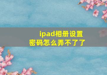 ipad相册设置密码怎么弄不了了