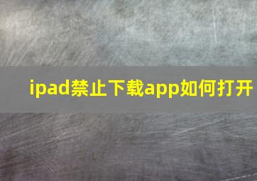 ipad禁止下载app如何打开