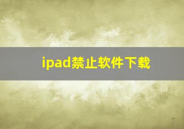 ipad禁止软件下载